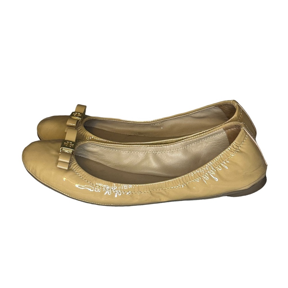 TORY BURCH PATENT LEATHER BOW FLATS US 8.5
